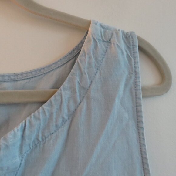 J. JILL Light Denim Maxi Chambray Dress Coastal Lagenlook Minimalist Size XL P - Picture 5 of 15
